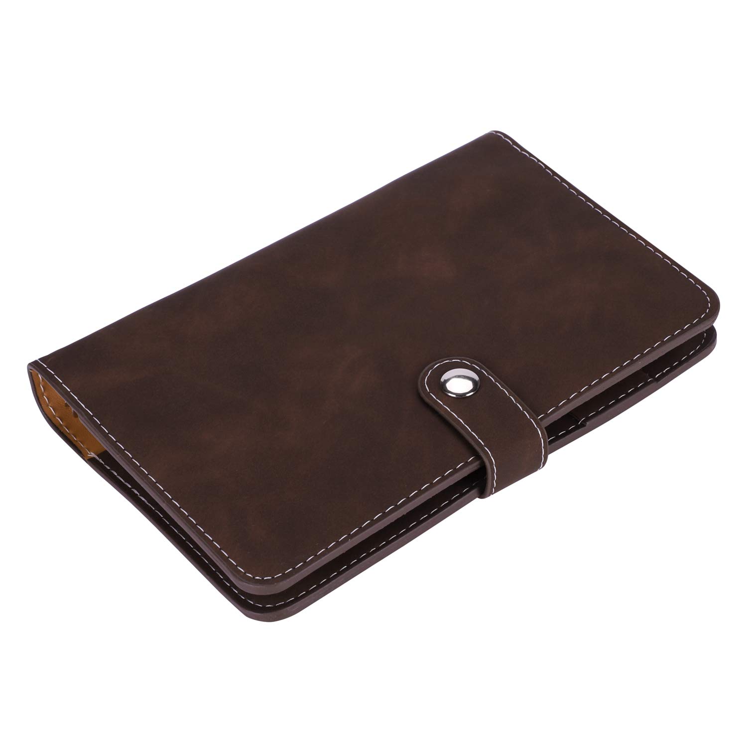 A6 PU Leather Notebook Loose Leaf 6 Ring Binder for A6 Filler Paper Refillable Writing Journal Notebook Personal Planner Binder Practical Multi-pocket Stationery Supplies for Home Office School