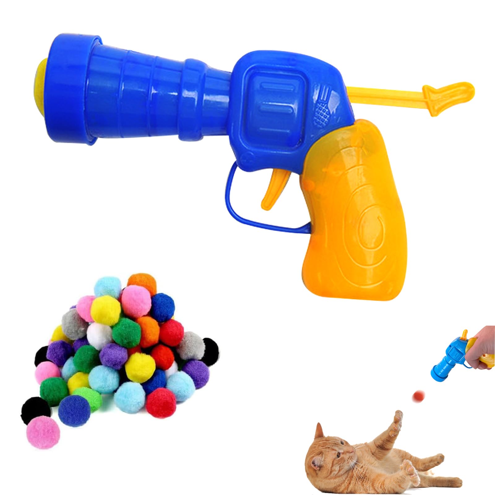 SEGXN Cat Ball Launcher Toy with 30 Plush Balls, Interactive Cat Toy for Exercise, Chasing & Play