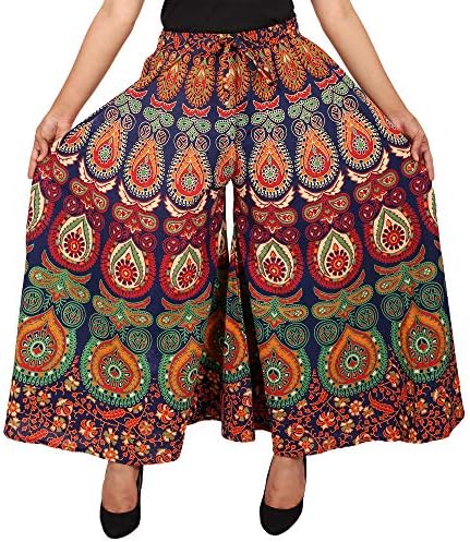 Jaipuri Fashionista Cotton Women's Regular Fit Jaipuri Printed Divider Palazzo Pant (Free Size)