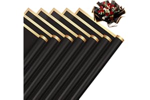 RowinsyDD 20 Sheets Black Flower Wrapping Paper, Waterproof Packaging Paper for Floral Bouquets, 22.8 x 22.8 inch Gift Packing Florist Supplies
