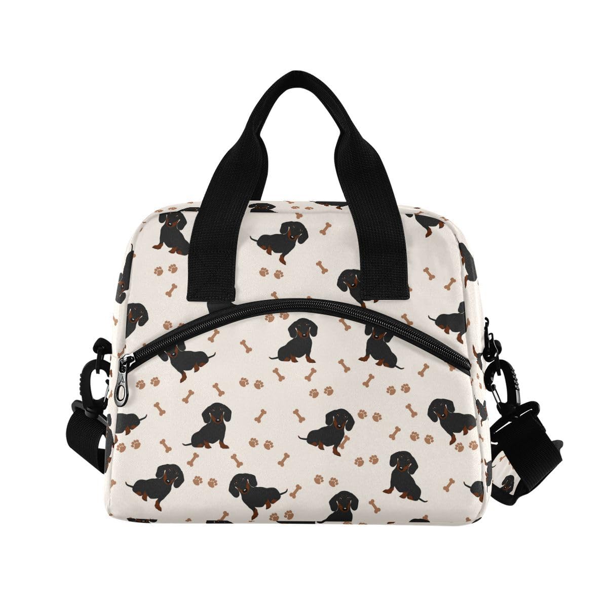 ALAZA Lunch Bags for Women Girls Boys, Cute Puppy Insulated Lunch Box with Shoulder Straps and Handle, Crossbody Tote Lunch Bag for School Office