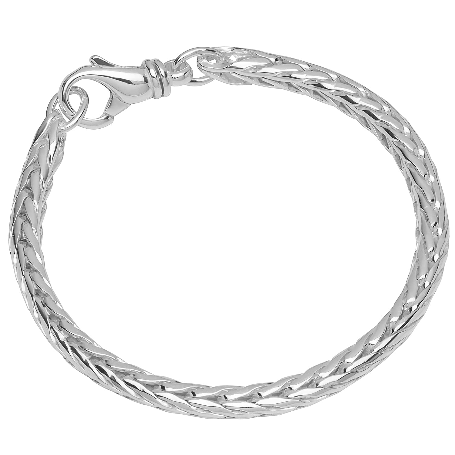 NKlaus bracelet 925 Sterling Silver 22cm foxtail chain round pressed ladies bracelet 12124