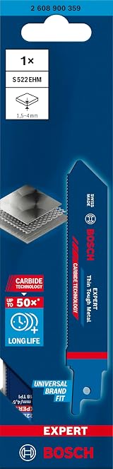 Bosch Expert Thin Tough Metal S 522 EHM Reciprocating Saw Blade 115 mm view 2
