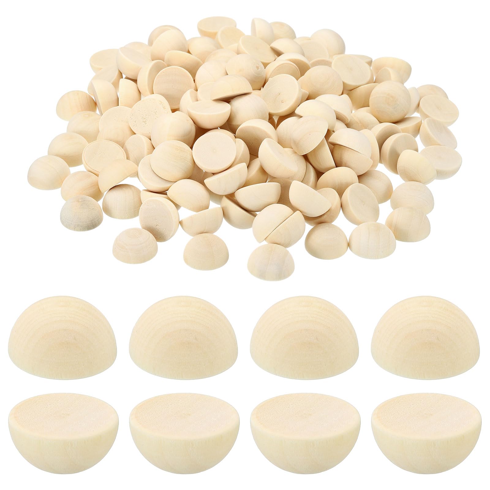 PATIKIL 20mm Half Wood Beads, 250 Pack Unfinished Natural Wooden Beads Round Split Wood Balls for Craft Art Ornaments Painting