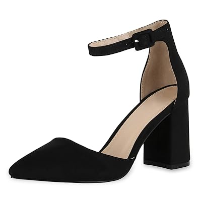 SCARPE VITA Damen Spitze Pumps mit Blockabsatz Chunky Heels
