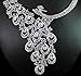 Peacock Clear Austrian Rhinestone Crystal Necklace Earrings Set Bridal Wed N1391