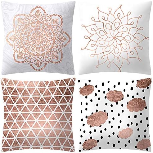 callm Pillow Case 4PC Throw Pillows Covers Simple Fashion Rose Gold Pink Pillowcase Waist Throw Cushion Cover Case Hug Linen Square Pillowcase Home Decor