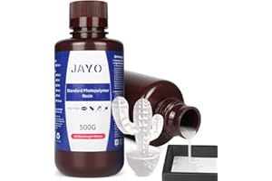 JAYO 3D Printer Resin, 0.5KG 405nm UV Curing Standard Photopolymer Resin for 2K 4K 6K 8K LCD 3D Printers, Low Shrinkage, High Precision, Clear 500G