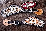 Western Riding Cowboy Boots Leather Spur Straps Tack Rust Orange 74136