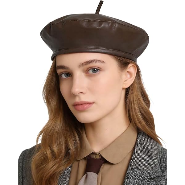 Women Buckle Spring Fall Winter Faux Leather Beret Classic  display picture 2