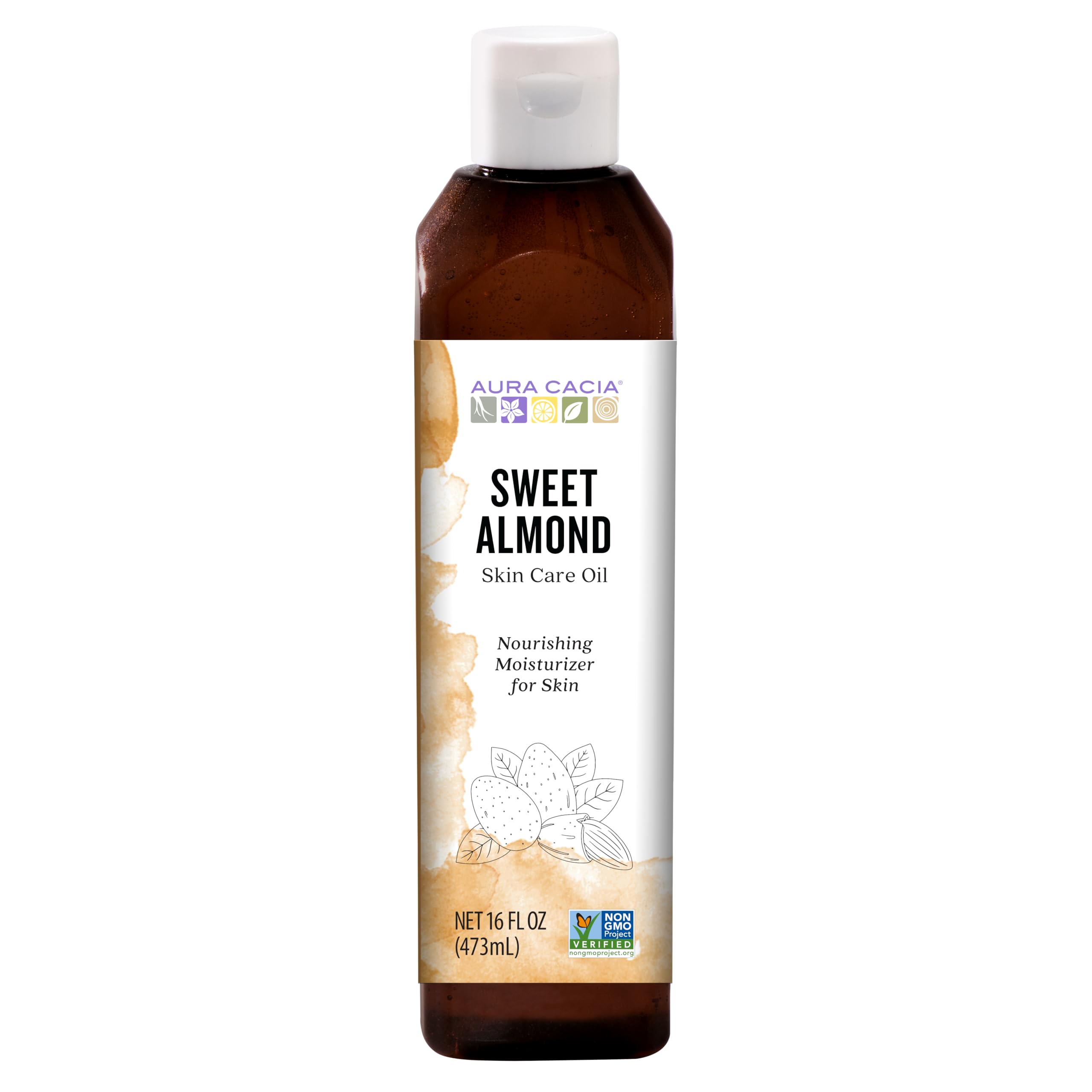Aura Cacia Nurturing Sweet Almond Skin Care Oil, 16-Ounce Bottle