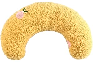 Plush U-Shaped Half Donut Neck Support Cuddler Pillow for Cats and Dogs, Yellow, Joint Relief Sleeping Bed