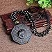 MOHICO Black Obsidian Pendant Necklace, Tai Chi Obsidian Amulet Chain Yin Yang Pendant Necklace, Engraving Crystal Natural Black Obsidian Stones Gossip Pendant Extend Bead Chain for Men or Women