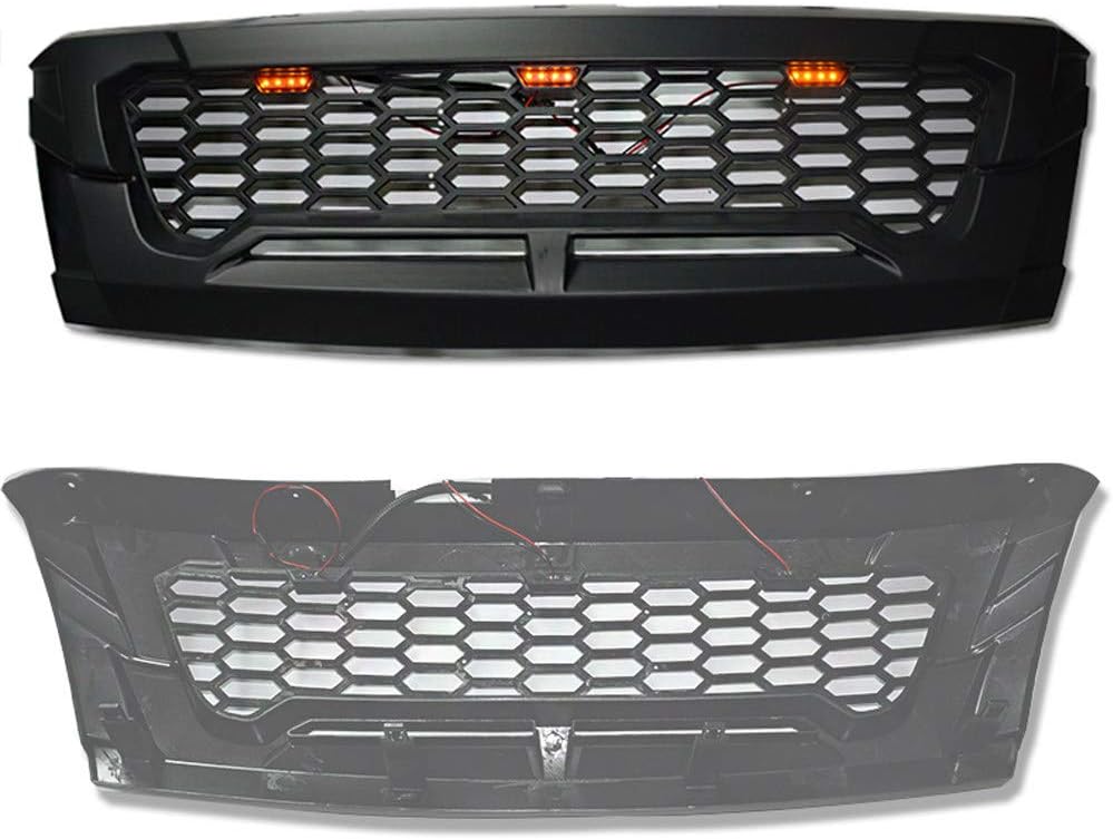 TERMALY Front Grill Grid Grille,Compatible with Car Front Grille/Bumper Radiator Grill for Isuzu Dmax 2016-2018,Opening of The Original Car, Abs，Car Modification and Decoration,Withlight-2017