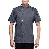 Black Chef Coat With Mesh Lightweight Chef Jacket Men Short Sleeve Chef Uniform for Kitchen,Restaurant,Bakery