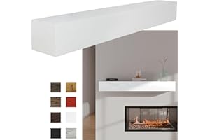 Pennsylvania Woodworks Fireplace Mantel, Handmade in The USA, Oak Wood Wall-Hanging Mantel Shelf, Farmhouse Wall Shelf Design, Easy to Mount and Heavy Duty, 60 in, Large, Pristine White