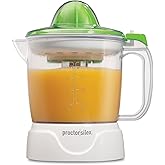 Proctor Silex Electric Citrus Juicer Machine, 34 oz., for Orange, Lemon, Grapefruit Juice, White & Green (66337)