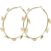 Butterfly Big Hoop Earrings Gold Monarch Butterfly Dangle Earrings Party Vacation Jewelry Gift for Women