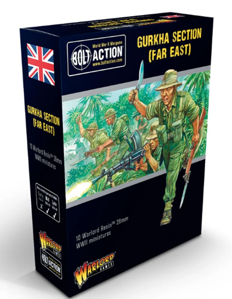 Warlord Games Gurkha Section - 28mm Scale Miniatures for Bolt Action Highly Detailed World War 2 Miniatures for Table-top Wargaming