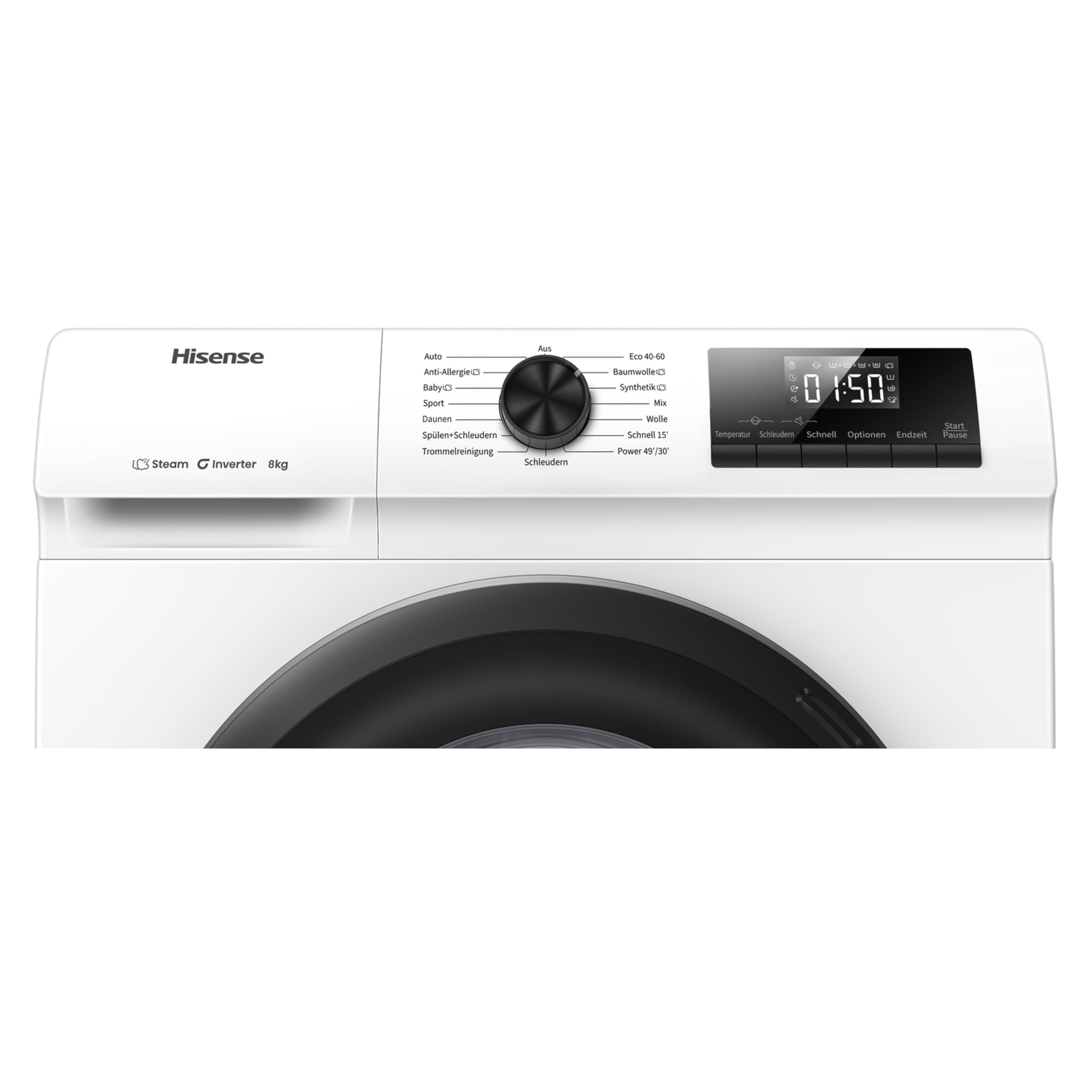 Hisense WF1Q8041BW Waschmaschine mit Dampffunktion /8KG /1400 U/Min /15 Programme/Anti-Allergie Programm/Baby-Wäsche/AutoWash/QuickWash/Daunen/Eco/Power 49' / Verzögertes Ende/EEK: A/Weiß 5