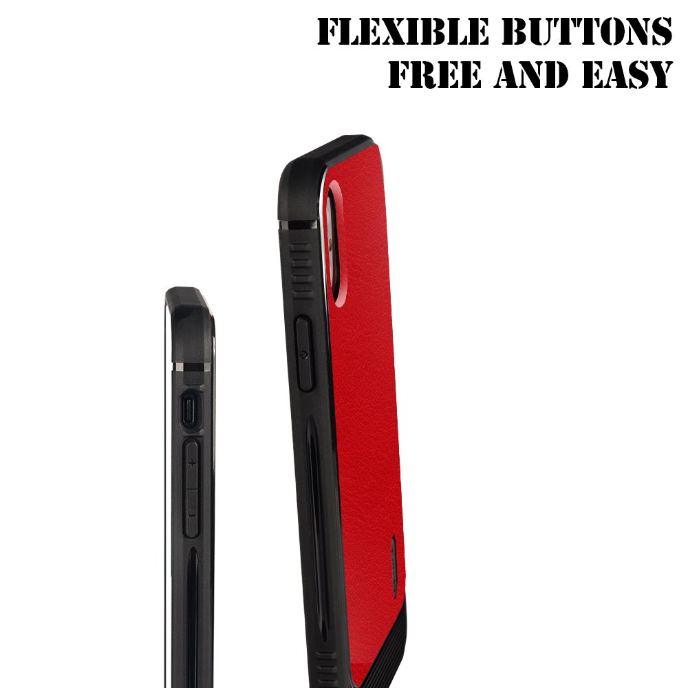 iPhone X case, MagicSky Ultra Slim Premium PU Leather Shock-absorbing Protective Bumper Case Cover with Built-in Nickel Metal Plate work with Universal Magnetic Phone Car Mount Holder - Red