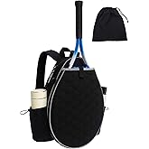 Aurevoxen Tennis Bag, Quilted Tennis Racket Backpack for Women and Men Holds 1-2 Rackets, Lightweight and Water-resistant Sports Backpack for Pickleball and Badminton