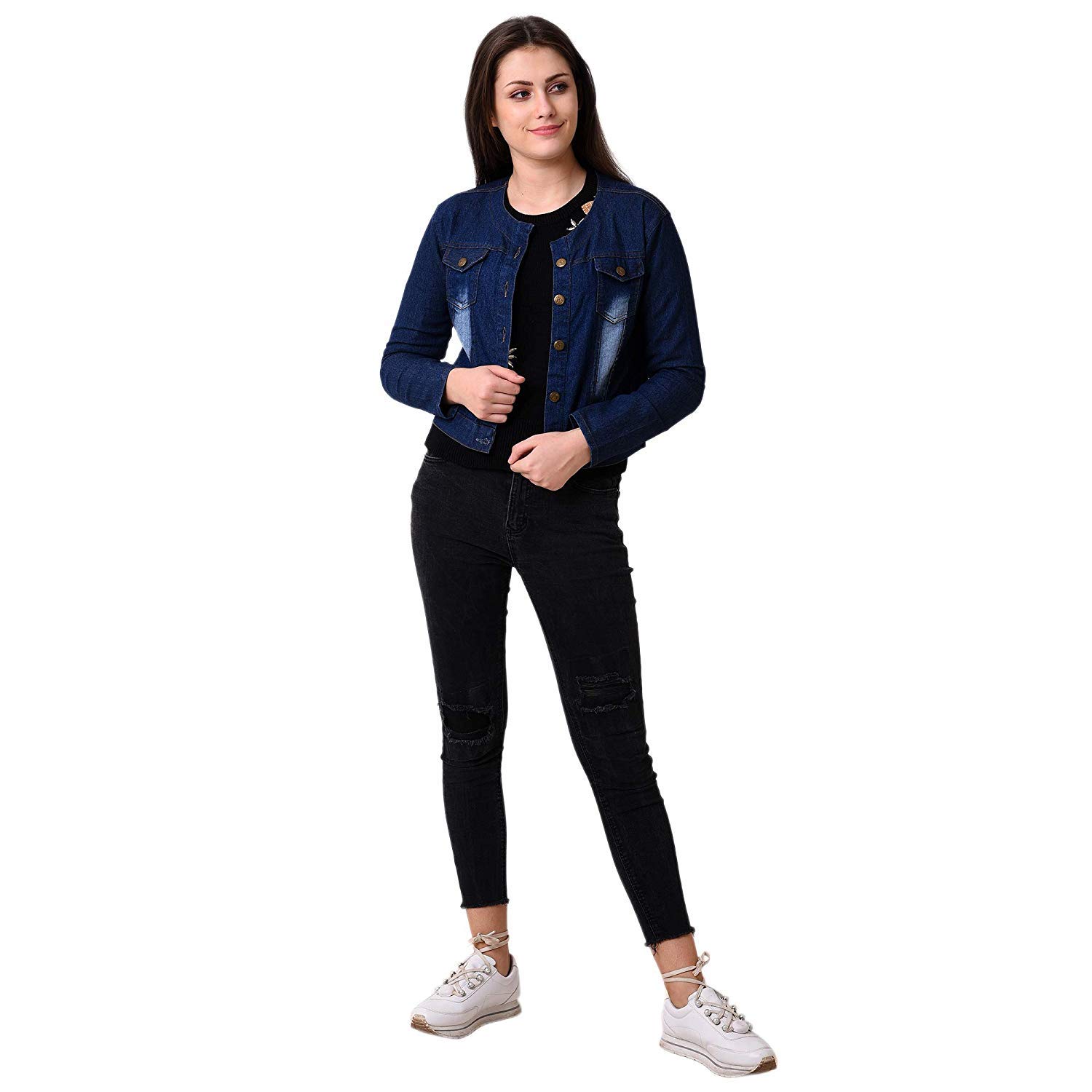 stc fashion full sleeves solid denim jacket for women's/girls