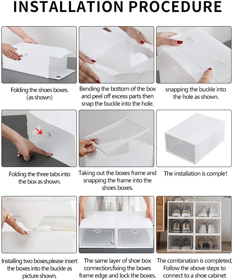 shoe box storage box on Shoe Storage Boxes 12 Pack Clear Plastic Stackable Shoe Storage Box White Boot Shoe Boxes Home Kitchen Visitclaremore Org
