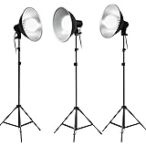 Julius Studio Photo Studio Continuous Lighting Kit with Bowl Reflector Light Head, Energy Saving LED Light Bulb and Light Stand Tripod, PR07_AM1(V2)