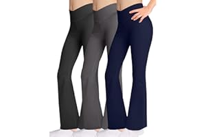 AENLLEY Girls Cross Bootcut Flare Leggings with Pockets - High Waisted Dance Yoga Pants for Teens Kids