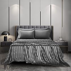 AiMay 6 Piece Satin Italian Style Bed Sheet Set
