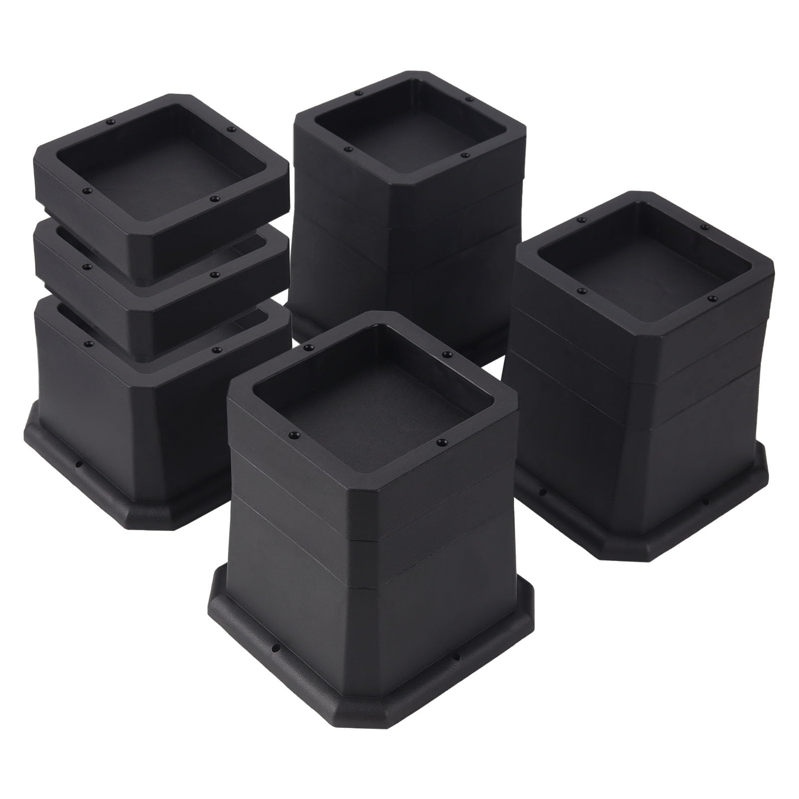 Photo 1 of BTSD-home Bed Risers 2, 3 or 4 Inch Heavy Duty Furniture Risers Adjustable Dorm Bed Lifts Risers Table Desks Legs Blocks 4 Pack Black