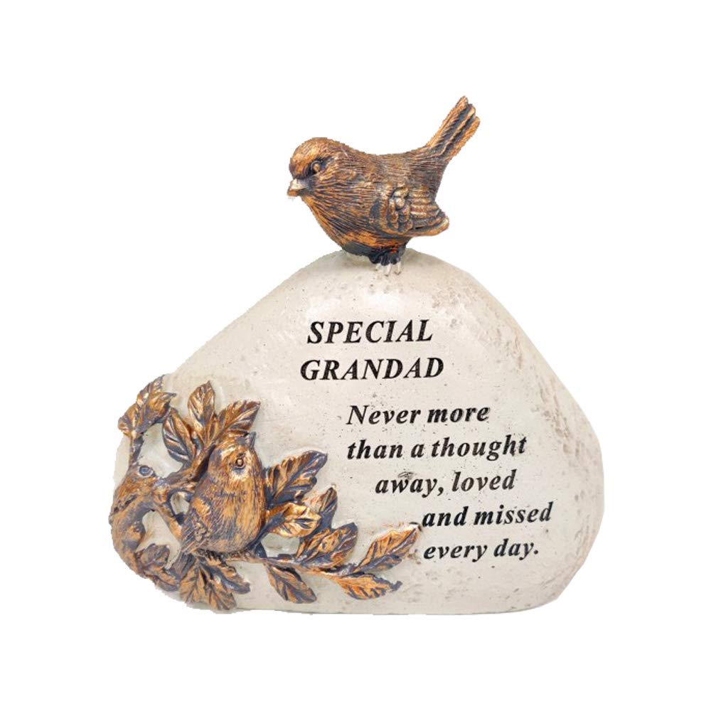 Robin Bird Memorial Graveside Plaque Ornamental Gift, Engraved with a Special Sympathetic Verse | A Personalised Remembrance Grave Decoration Stone/Sign for your Special Ones (Grandad bird stone)