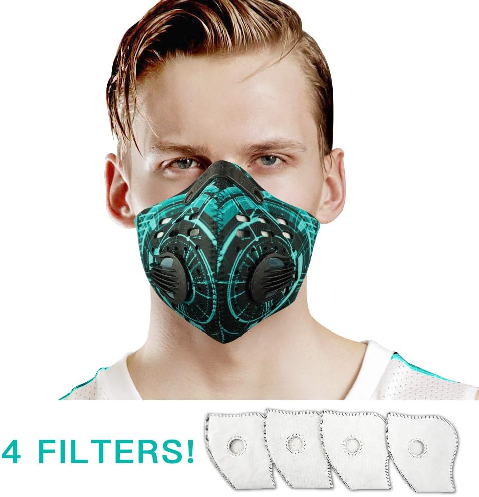 UTRIPSUNEW Safety Mask Washable and Reusable Cycling Mask With 4 Activated Carbon N99 Filters for Pollen Woodworking Mowing Running and Outdoor Activities Air Face Mask