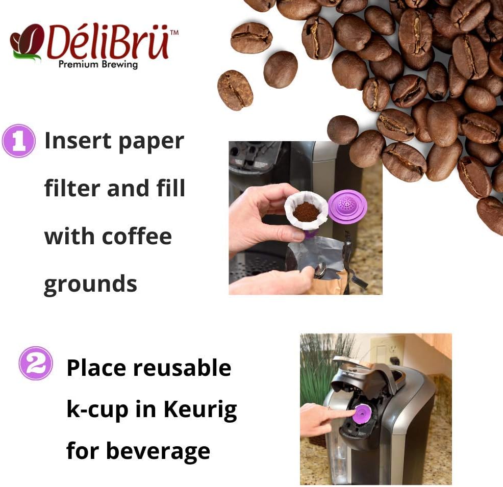 Reusable K Cups for Keurig 2.0 & 1.0 4 PACK Coffee Makers. Universal Refillable KCups, Keurig filter, Reusable kcup, k cup k-cups reusable filter by Delibru: Kitchen & Dining
