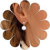 Andelaisi Boho Crystal Pearl Earrings Gold Rhinestone Pearl Dangle Earrings Vintage Cz Pearl Drop Dangle Earrings Big Baroque Pearl Studs Earrings Jewelry for Women