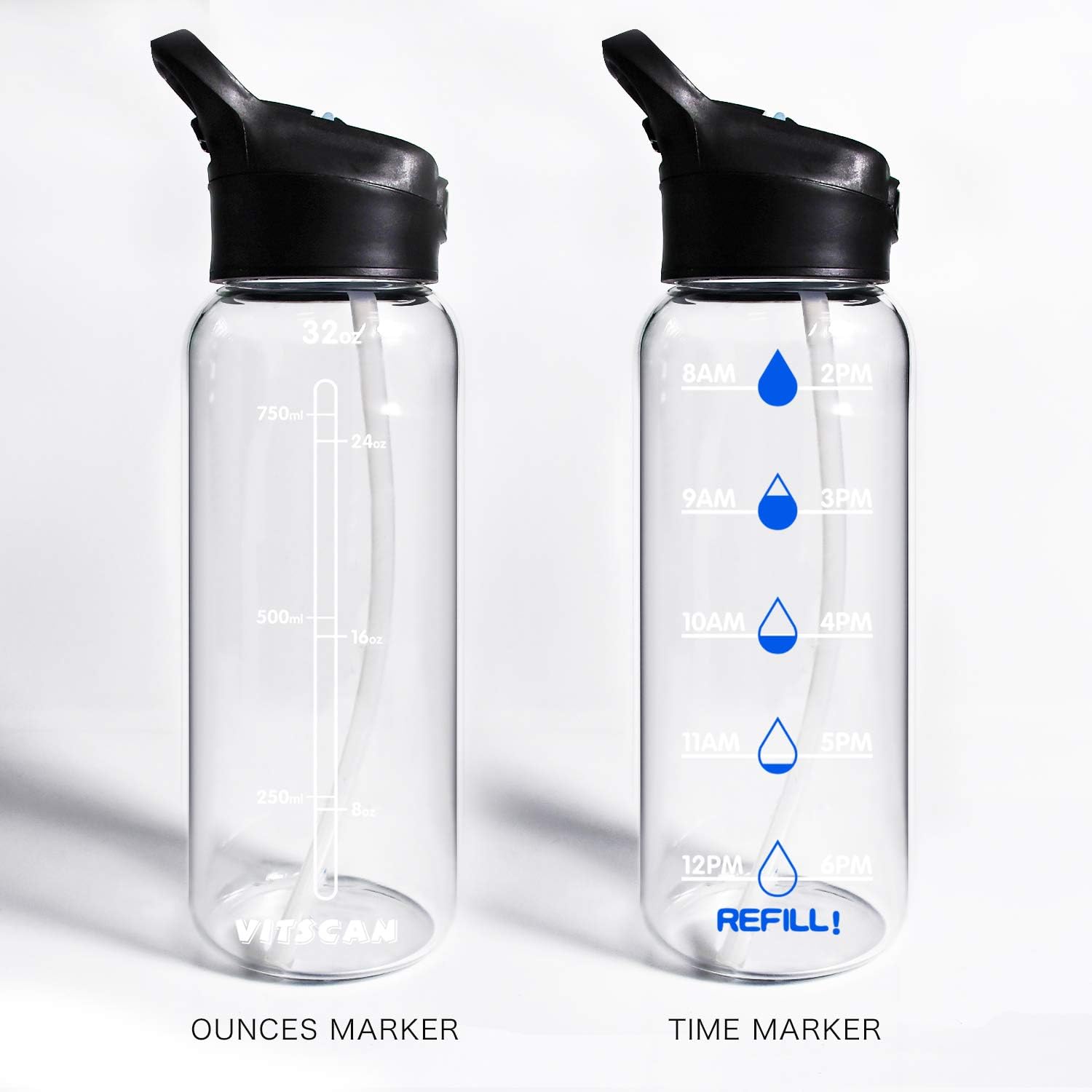 clear flip top water bottle