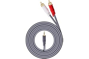 Easy Plug and Play 3.5mm to 2RCA Cable, Plug and Play Cord Gold Plated Connectors for Smartphones, Computers, and Amplifiers