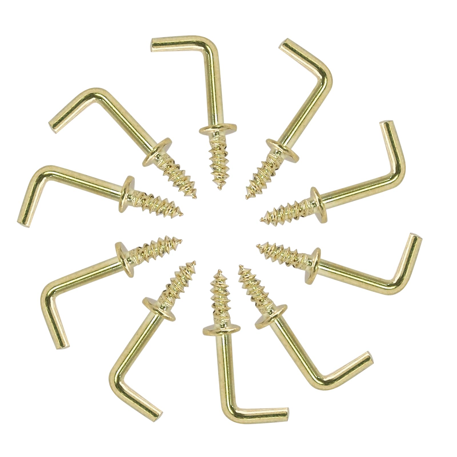 Photo 1 of Biaungdo 100 Pack 1/2" L Hooks, Gold Screw in Hooks Small L Shaped Hooks Right Angle Screw Hooks 7 Shape Hook Mini Self Tapping Screw Hooks Tiny Metal Screw Hooks for Hanging