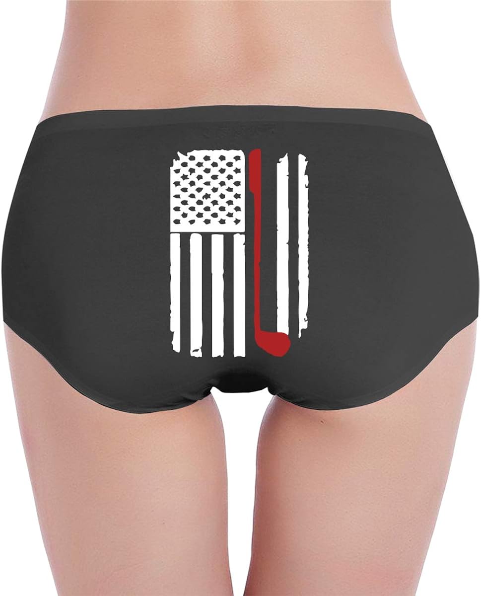 Women's Breathable Briefs Panties,American Flag Lacrosse