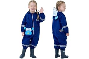 Toddler Rain Suit Baby Rain Suit Kids Rain Suits with Hood Waterproof Coverall One Piece Rain Suit for Kids(1-9 Years)