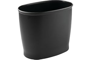 InterDesign 93447 Kent Bathware, Oval Wastebasket Trash Can for Bathroom, Kitchen, Office, Black