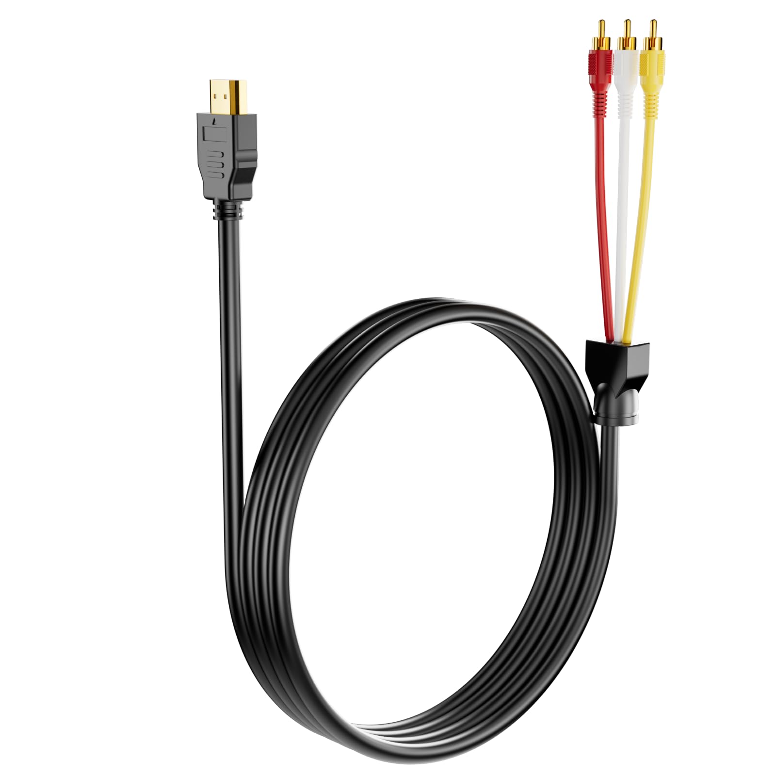 Photo 1 of BERLAT HDMI to RCA Converter, 1080P 5ft HDMI Male Goldplated to 3-RCA Video Audio AV Cable Connector Adapter Transmitter for TV HDTV DVD(NO Signal Conversion Function)