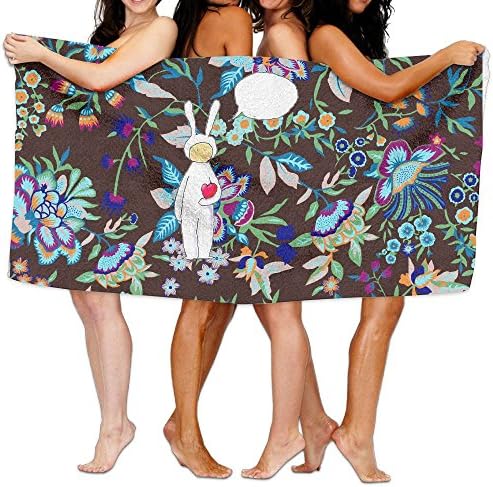 Woman's Stylish Polyester Tuzki Printing Towel Wrap White One Size