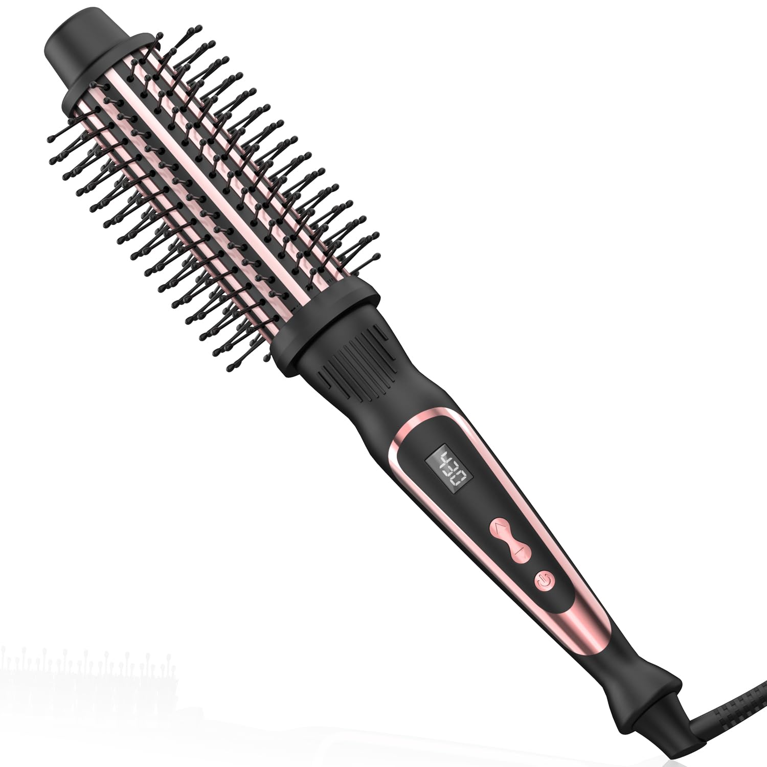 1.5 Inch Curling Iron Brush Volumizing Heated Round Brush (Ceramic Tourmaline, Ionic, Rose Gold, Multifunctional Styler Curling Wand)