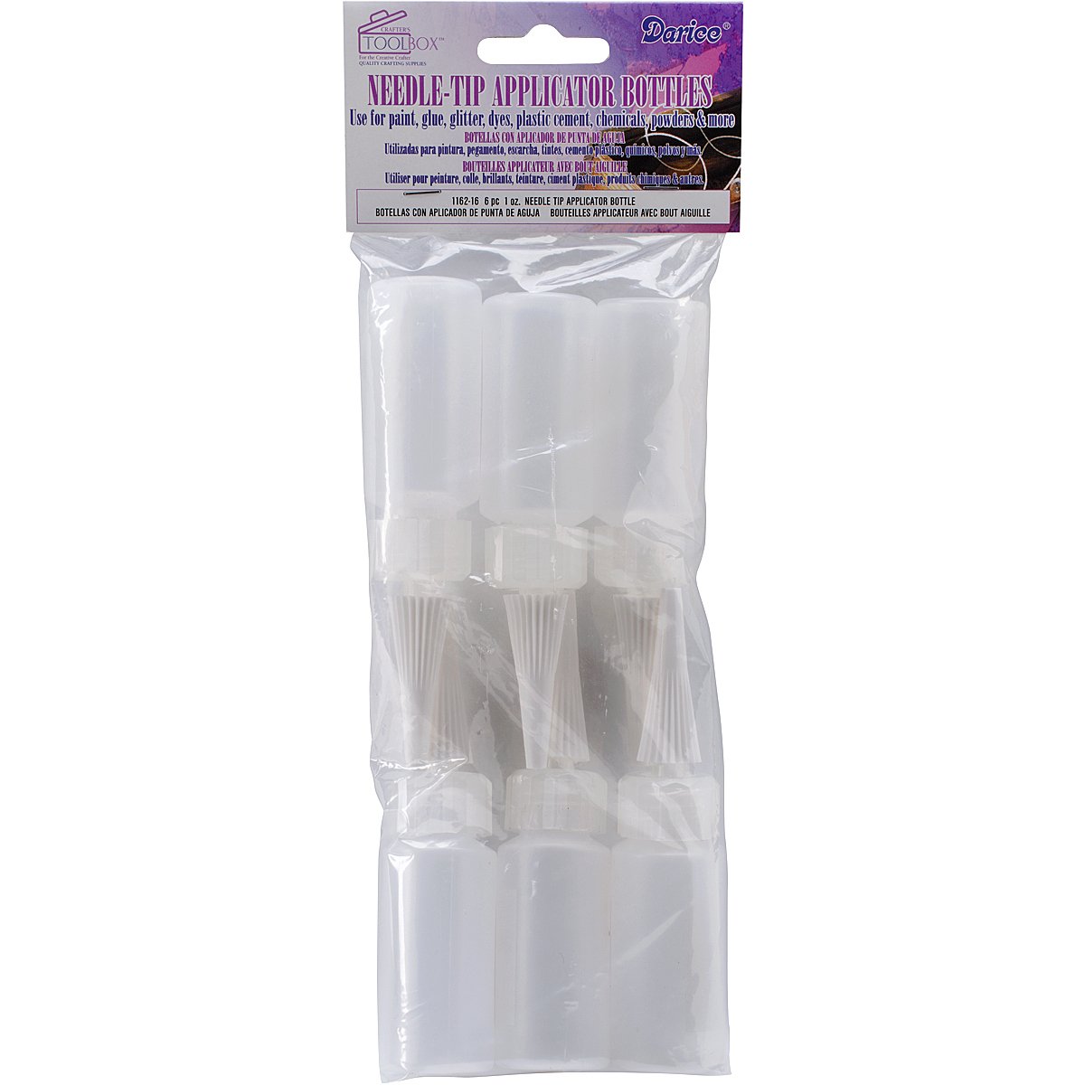 Darice Needle Tip Applicator Plastic Bottle, 1Ounce, Pack of 6 (1162