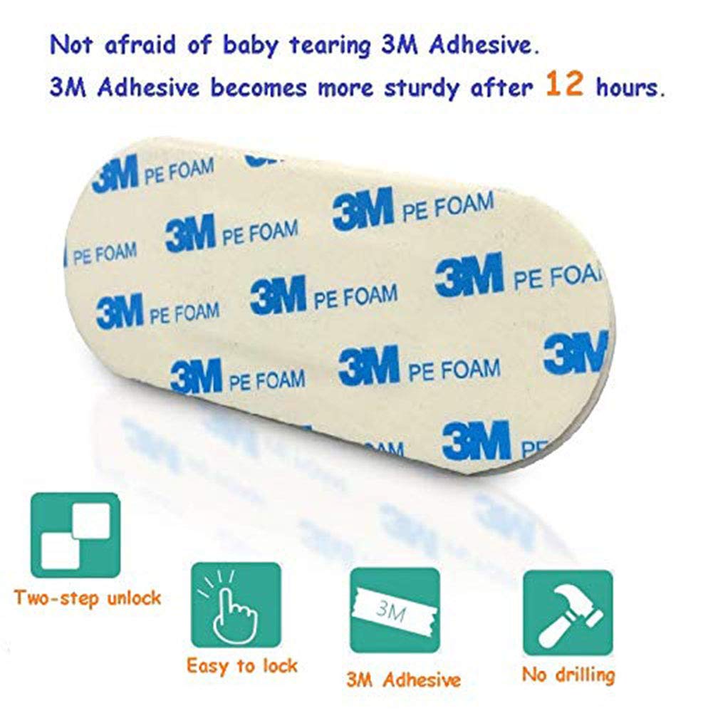 Door Lever Lock 2 Pack and Safety Strap Locks 2 Pack, Child Proof Doors Handles Baby Proof Cabinets, Doors & Appliances with 3M Adhesive