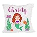 Personalized Mermaid Reversible Sequin Pillow, Custom Mermaid Underwater Scene Sequin Pillow (White/Rose-Gold)
