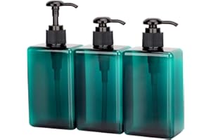 Suream 9.5oz Refillable Pump Press Bottles, Plastic Shampoo and Conditioner Dispenser, 280ml Reuable Cosmetic Empty Bottle, Bathroom Countertop Shower Dispensers for Body Wash, Hand Sanitizer, 3Pack