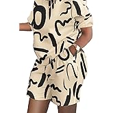 Kencey Women 2 Piece Outfits Summer Short Sleeve Pullover Tops and Matching Shorts Pants Lounge Sets